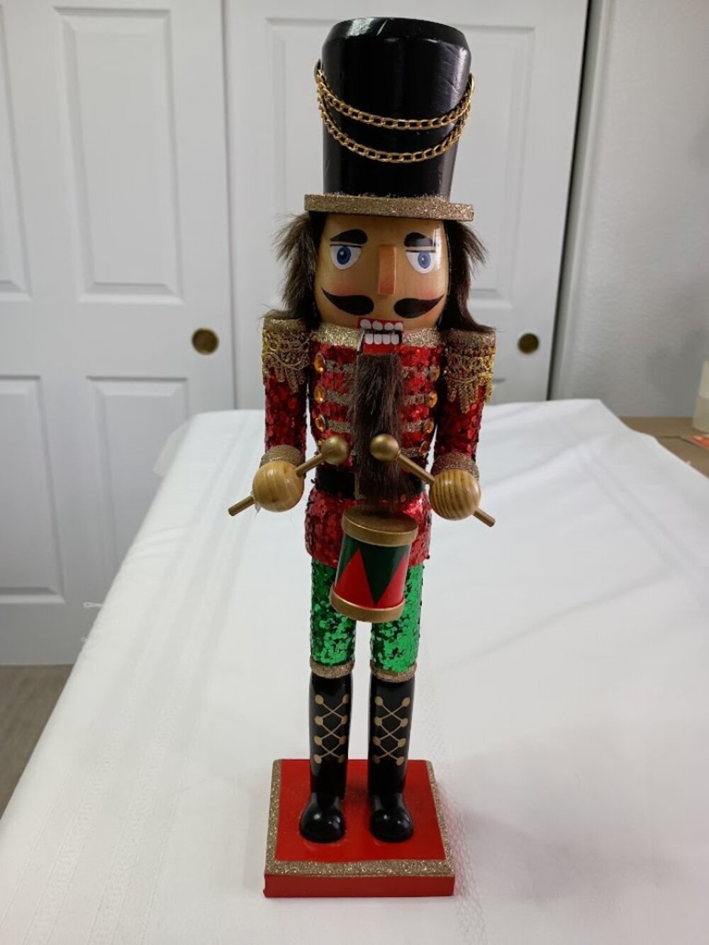 Pier 1 Imports Nutcracker Soldier with Drum Christmas Figure, 15" Tall with Base